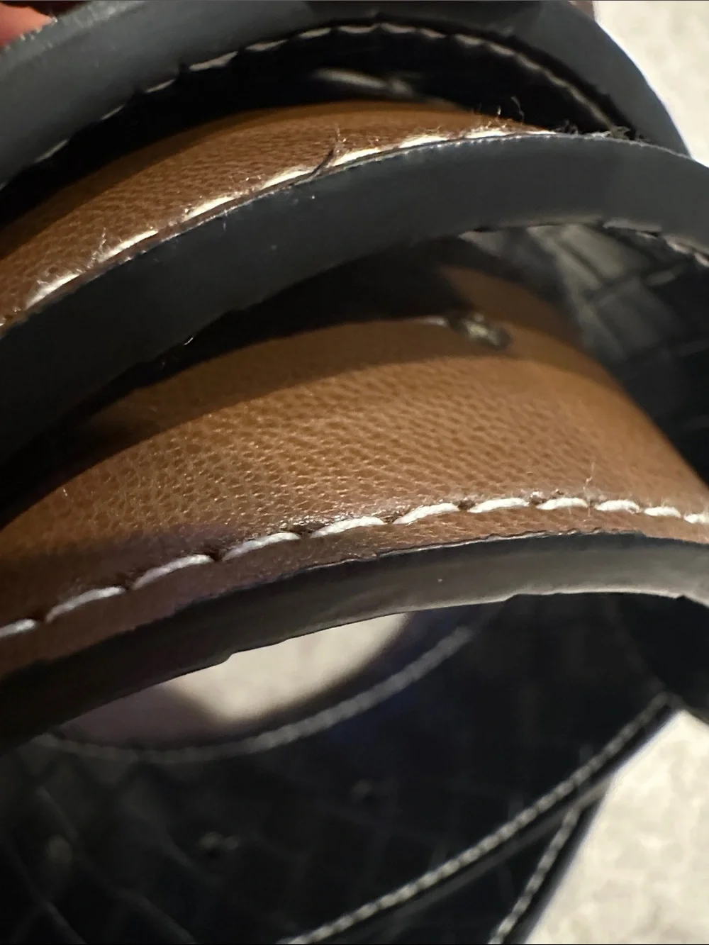 Halston Heritage Black and Brown Reversible Leather Belt with Gold Logo Buckle